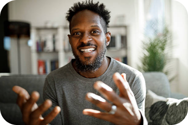 Person speaking on a video call